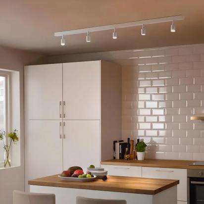 IKEA BAVE white LED ceiling track, 5-spots